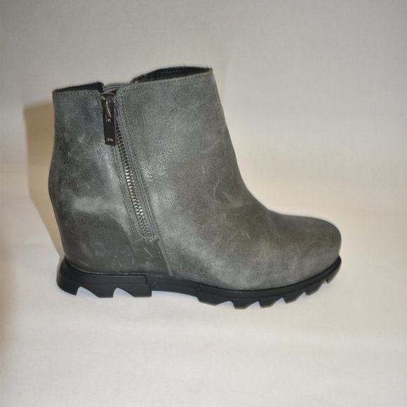 SOREL Women's Joan of Artic Wedge III Lug Sole Zip Booties Gray Quarry Size 11 - Picture 3 of 9